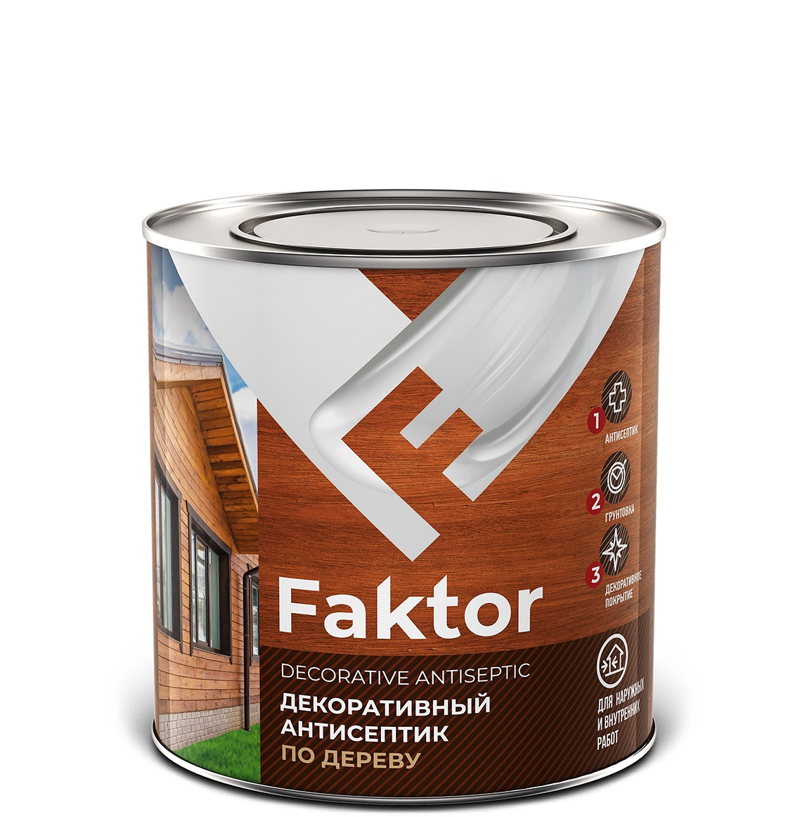 Антисептик FAKTOR декоративный для защиты и тонирования древесины 3в1 сосна 0,6кг
