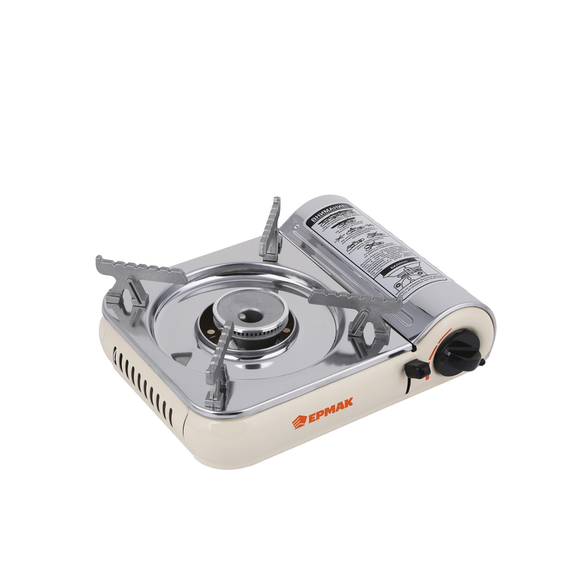 Плитка газовая ЕРМАК из нерж.стали, малая, с переходником, 25х20,5х10см, 1,8кВт*