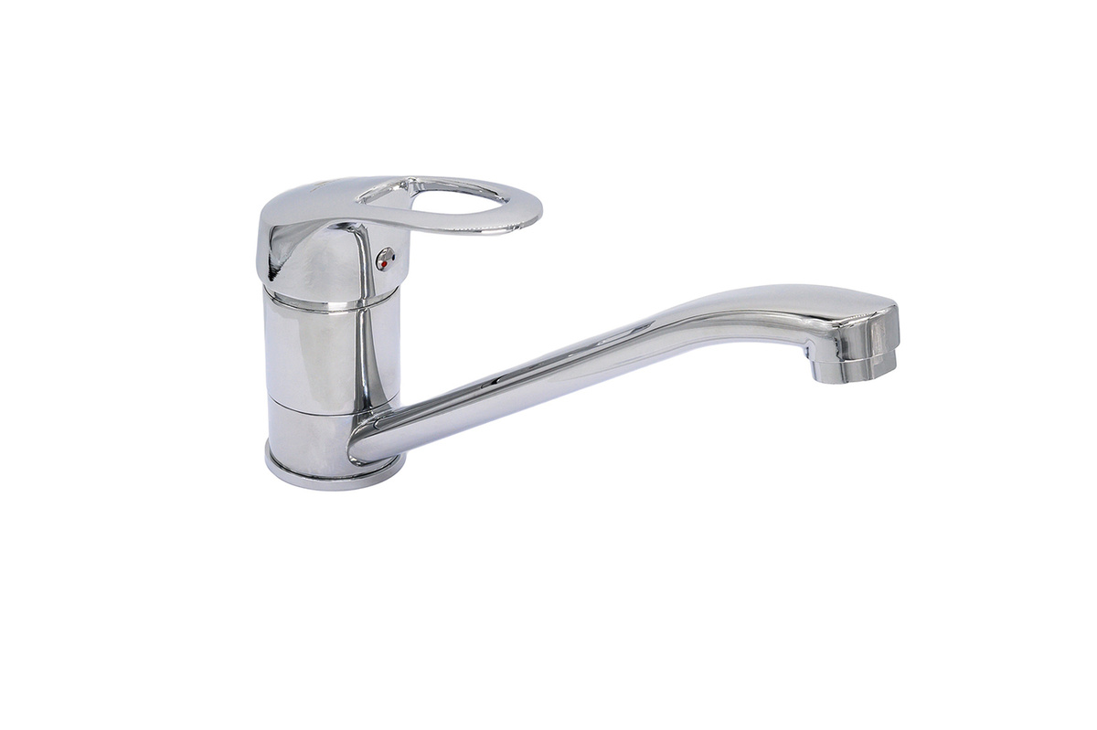 Смеситель д/кухни Gota Rocio "Steel" Моно с высоким изливом креп.гайка