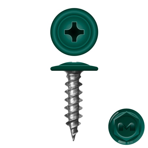 Саморез прессшайба ОСТРЫЙ/ДЕРЕВО зеленый мох 4,2*16 RAL6005
