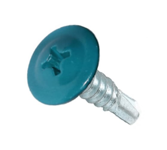 Саморез прессшайба СВЕРЛО/МЕТАЛЛ бирюза 4,2*19 RAL5021*