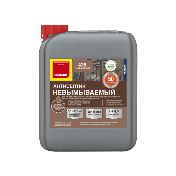 Неомид 435 финишный декоративный невымываемый антисептик концентрат 1:9 (5кг) орех