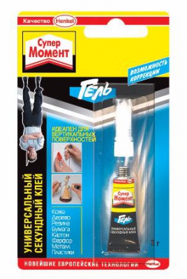 Клей "Супер Момент" гель блистер. карта*12,  3г