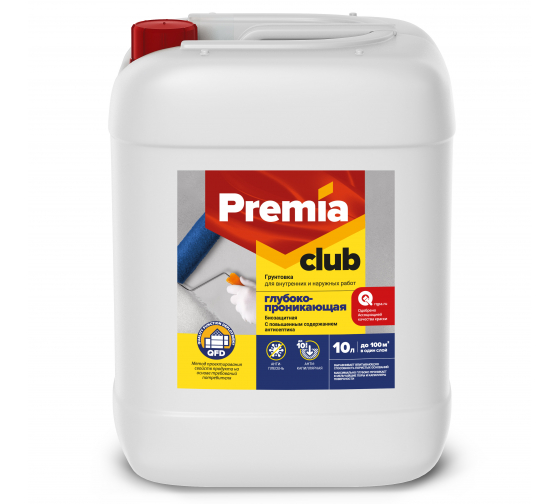 Грунтовка PREMIA CLUB глубокопроникающая, канистра 10л