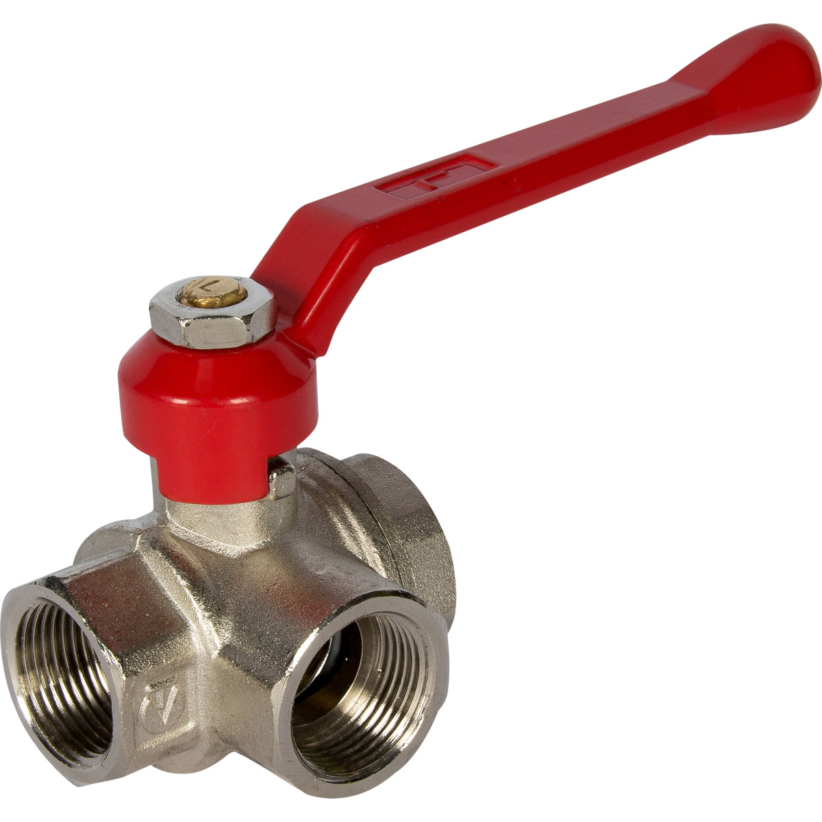 Кран шаровой 3-х ходовой 3/4" тип L рычаг, для воды STM